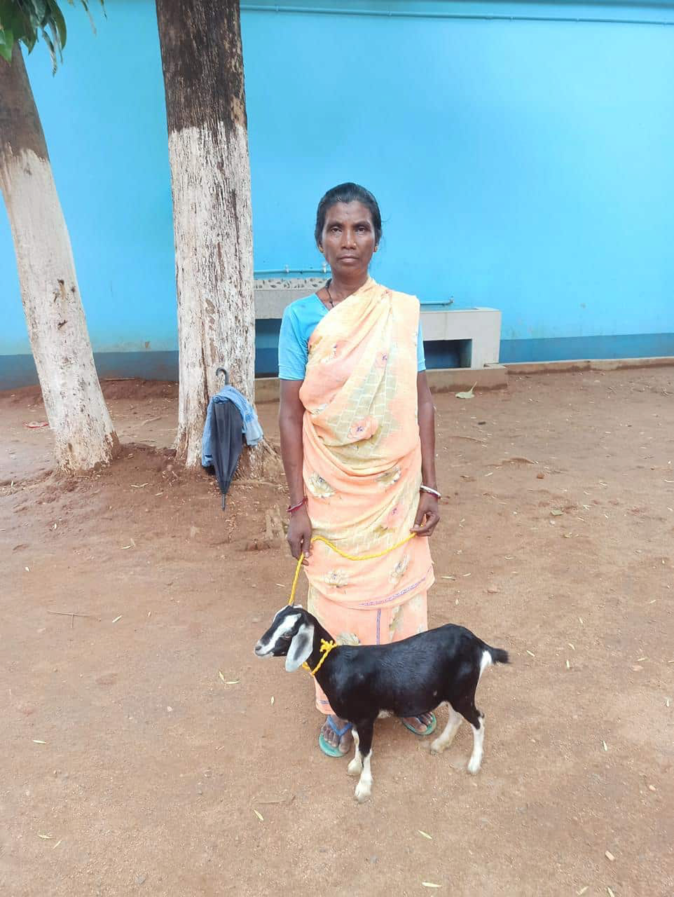 Villager with donated goat