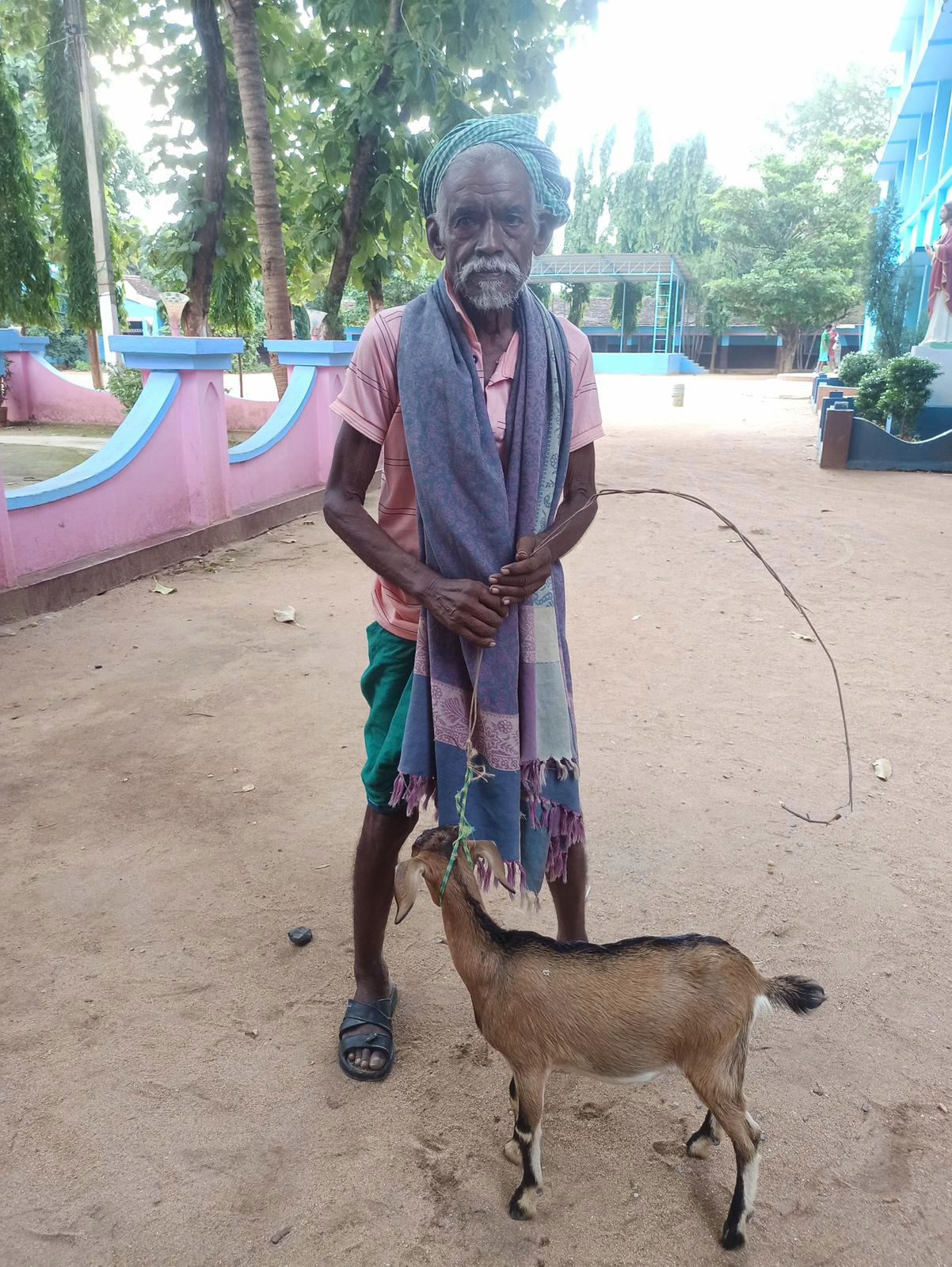 Villager with donated goat