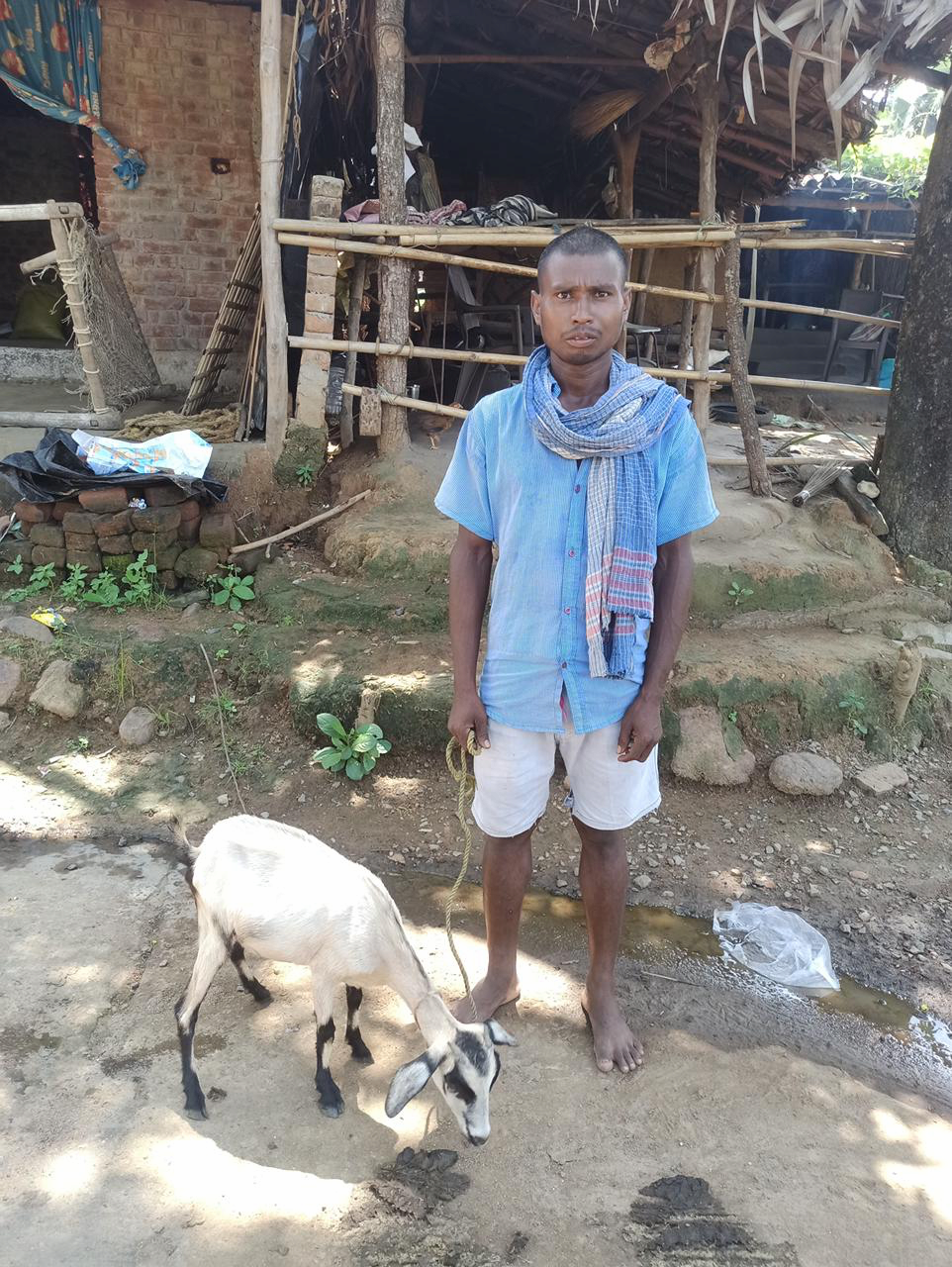 Villager with donated goat