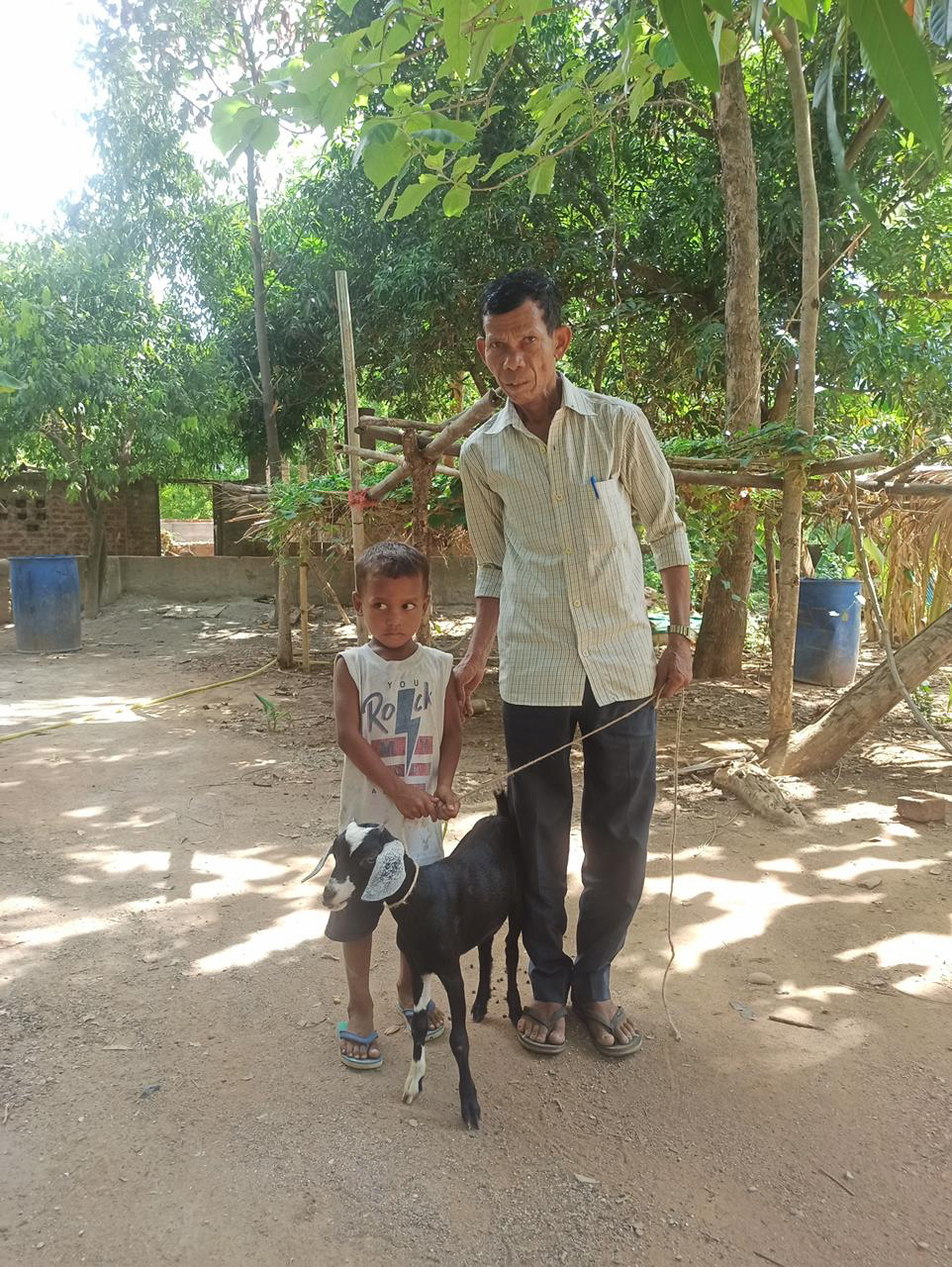 Villager with donated goat