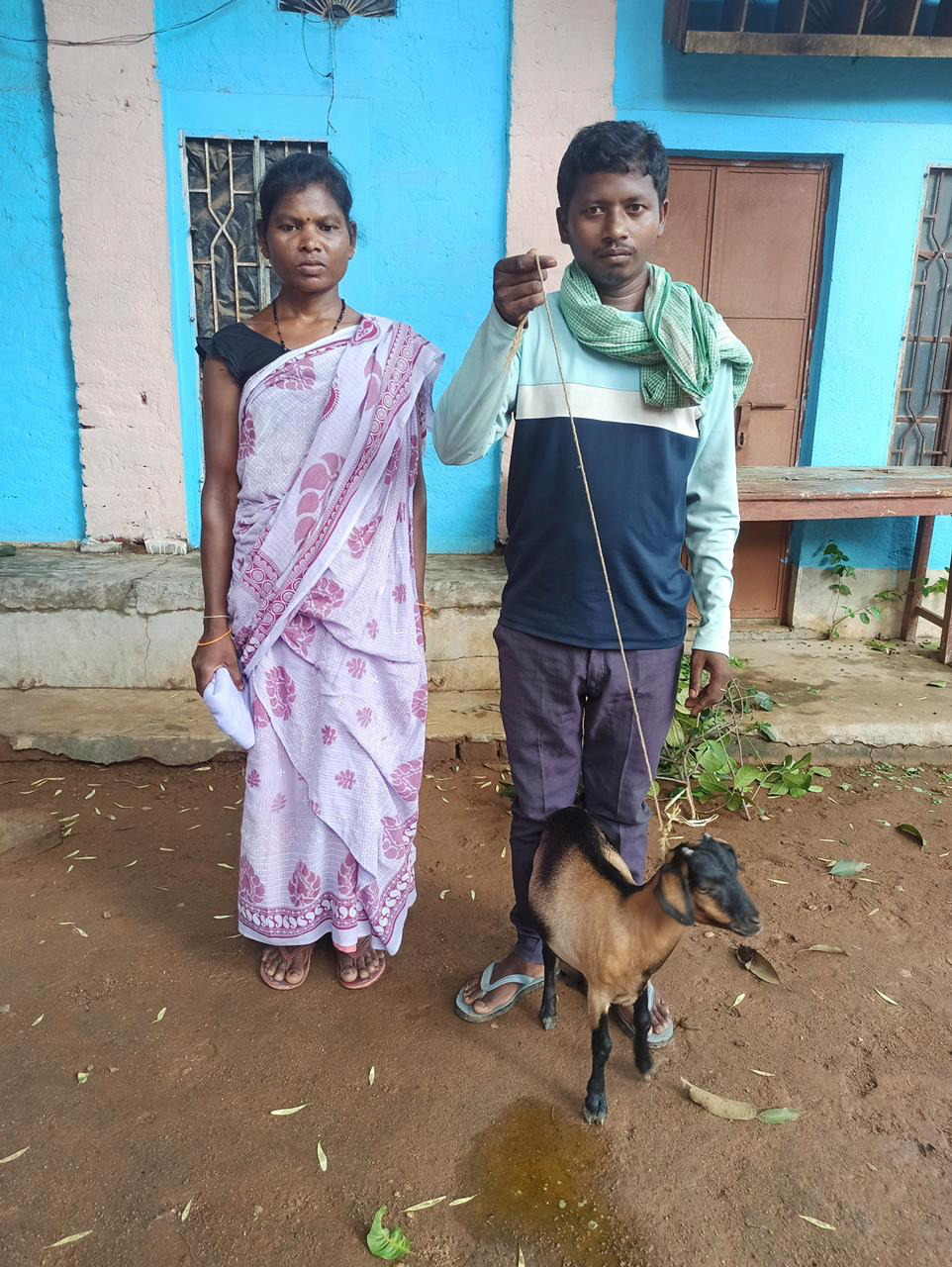 Villager with donated goat