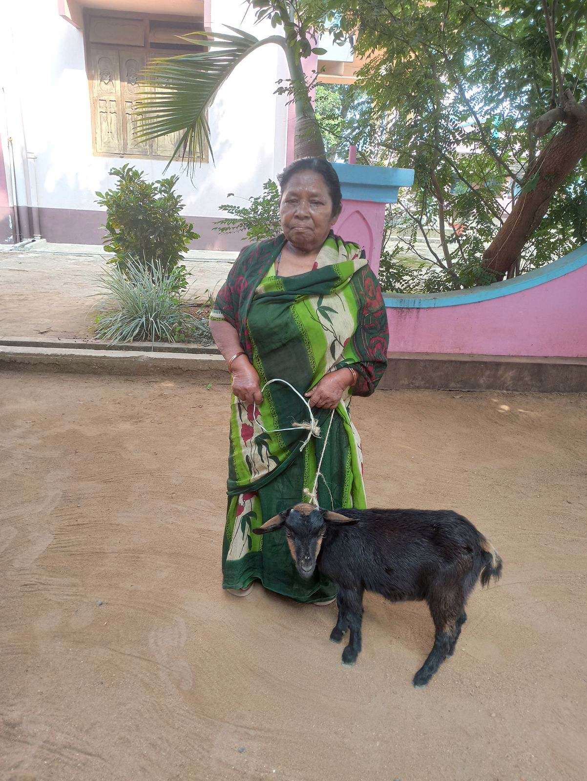 Villager with donated goat
