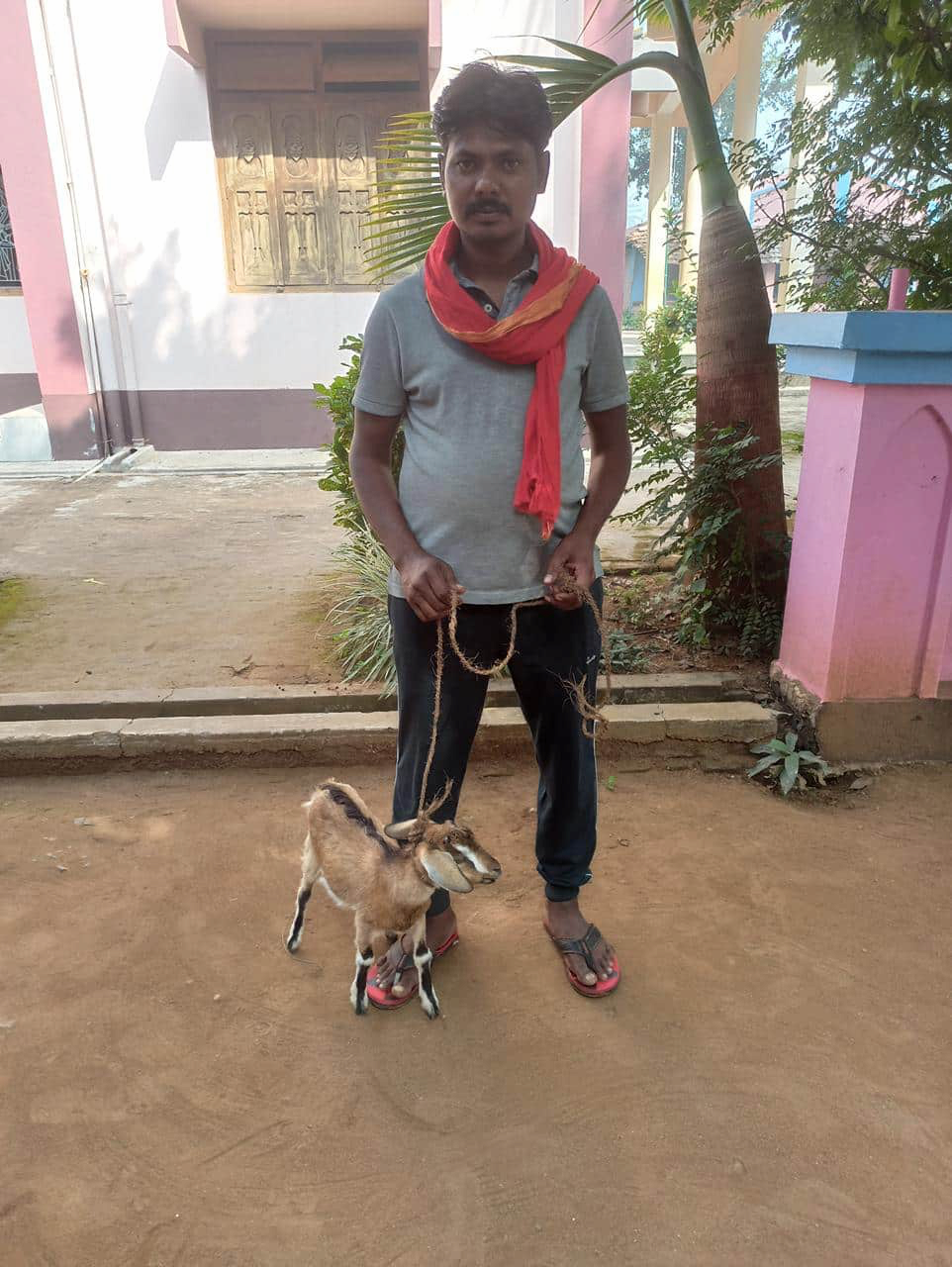 Villager with donated goat